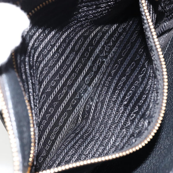 PRADA Vitterodino Shoulder Bag Leather Black Gold Auth ka4130