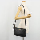 PRADA Vitterodino Shoulder Bag Leather Black Gold Auth ka4130-25