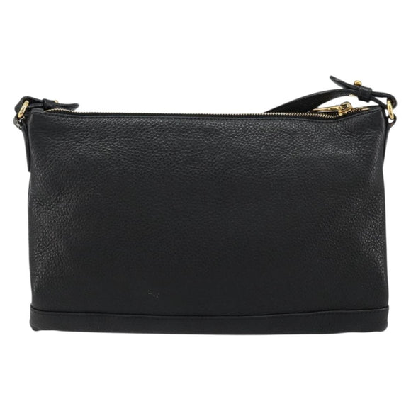 PRADA Vitterodino Shoulder Bag Leather Black Gold Auth ka4130