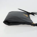 PRADA Vitterodino Shoulder Bag Leather Black Gold Auth ka4130-3