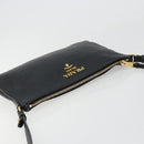 PRADA Vitterodino Shoulder Bag Leather Black Gold Auth ka4130-6