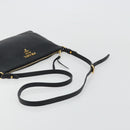 PRADA Vitterodino Shoulder Bag Leather Black Gold Auth ka4130-7