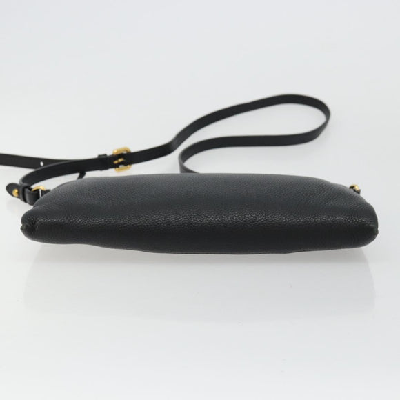 PRADA Vitterodino Shoulder Bag Leather Black Gold Auth ka4130