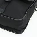 PRADA Schoudertas Nylon Leer Zwart Zilver Auth ka4132A-8