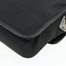 PRADA Schoudertas Nylon Leer Zwart Zilver Auth ka4132A-16