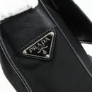 PRADA Schoudertas Nylon Leer Zwart Zilver Auth ka4132A-10
