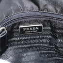 PRADA Schoudertas Nylon Leer Zwart Zilver Auth ka4132A-19