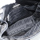 PRADA Schoudertas Nylon Leer Zwart Zilver Auth ka4132A-11