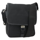 PRADA Schoudertas Nylon Leer Zwart Zilver Auth ka4132A-1