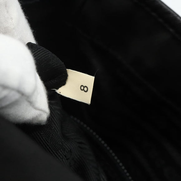 PRADA Schoudertas Nylon Leer Zwart Zilver Auth ka4132A
