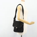PRADA Schoudertas Nylon Leer Zwart Zilver Auth ka4132A-25