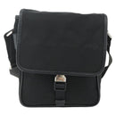 PRADA Schoudertas Nylon Leer Zwart Zilver Auth ka4132A-13