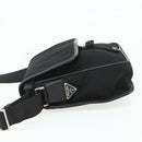 PRADA Schoudertas Nylon Leer Zwart Zilver Auth ka4132A-3