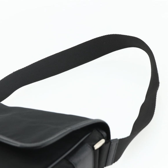 PRADA Schoudertas Nylon Leer Zwart Zilver Auth ka4132A