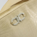 Salvatore Ferragamo Gancini Shoulder Bag Leather Beige Gold Auth ka4133-17