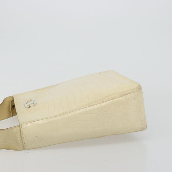 Salvatore Ferragamo Gancini Shoulder Bag Leather Beige Gold Auth ka4133