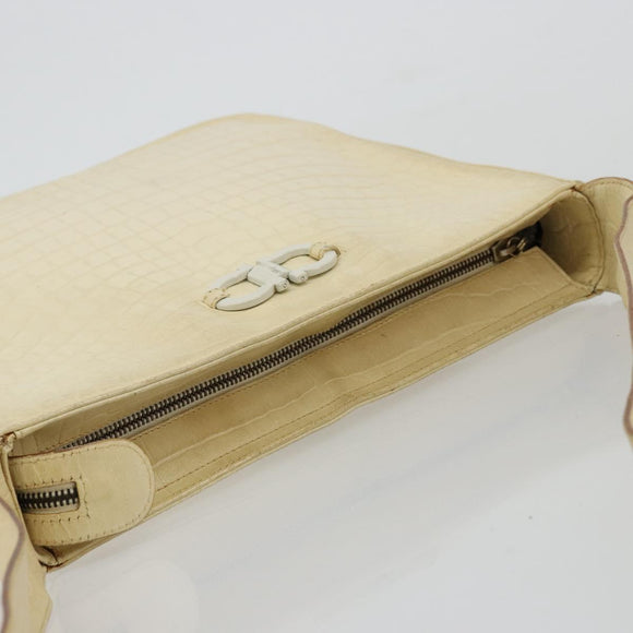 Salvatore Ferragamo Gancini Shoulder Bag Leather Beige Gold Auth ka4133