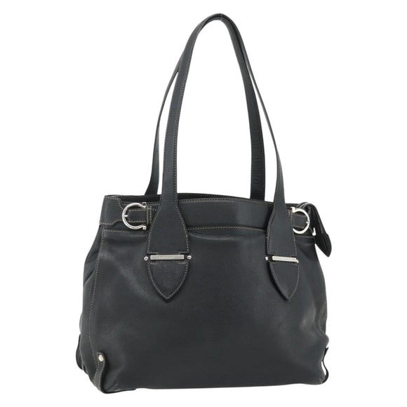 Salvatore Ferragamo Tote Bag Leather Black Silver Auth ka4136