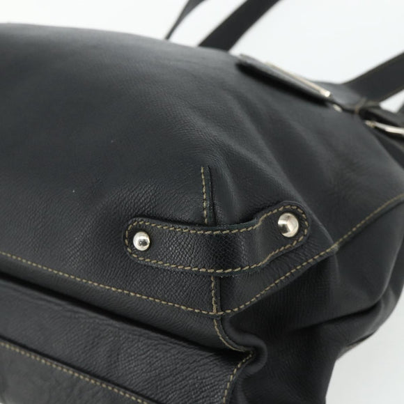 Salvatore Ferragamo Tote Bag Leather Black Silver Auth ka4136