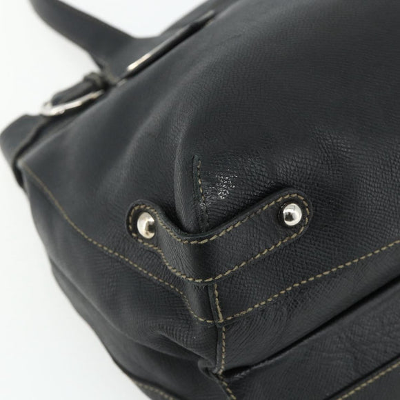 Salvatore Ferragamo Tote Bag Leather Black Silver Auth ka4136