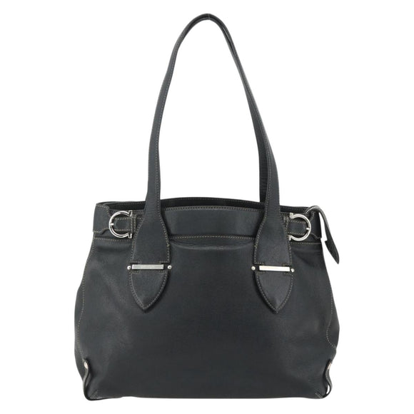 Salvatore Ferragamo Tote Bag Leather Black Silver Auth ka4136