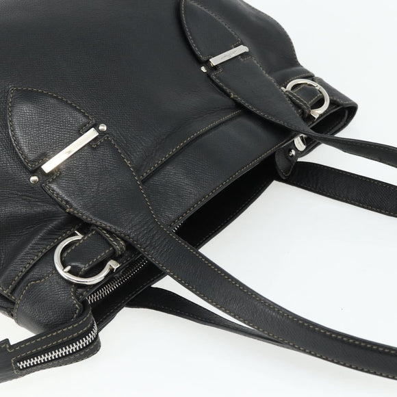Salvatore Ferragamo Tote Bag Leather Black Silver Auth ka4136