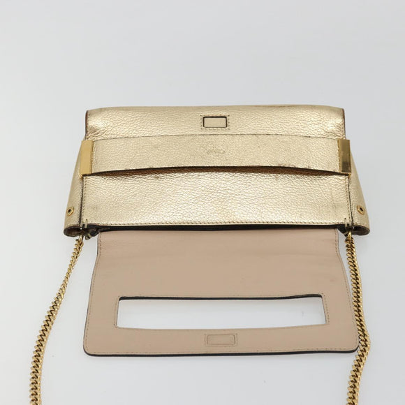 Chloe Chain Shoulder Bag Leather Gold Auth ka4137A