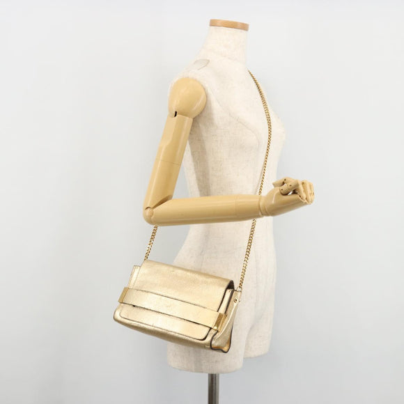 Chloe Chain Shoulder Bag Leather Gold Auth ka4137A