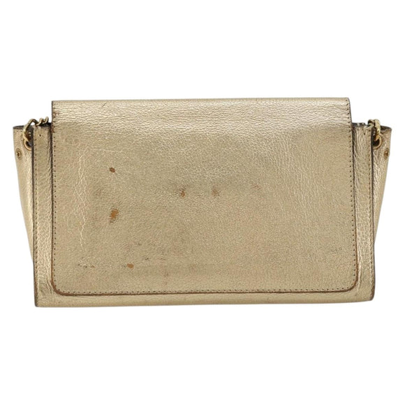 Chloe Chain Shoulder Bag Leather Gold Auth ka4137A