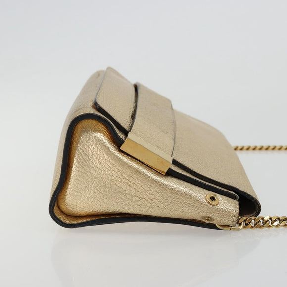 Chloe Chain Shoulder Bag Leather Gold Auth ka4137A
