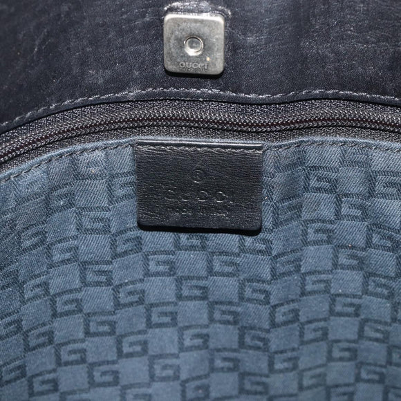 GUCCI Hand Bag Leather Black Silver 73983 Auth ka4138
