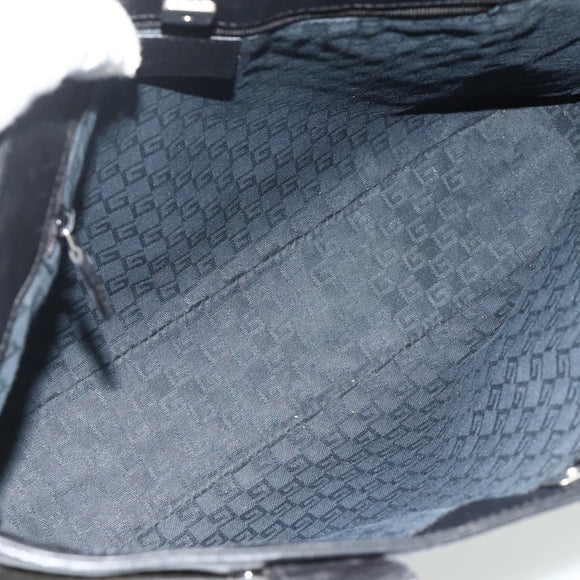 GUCCI Hand Bag Leather Black Silver 73983 Auth ka4138