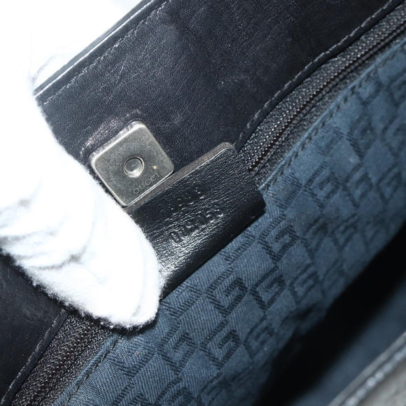 GUCCI Hand Bag Leather Black Silver 73983 Auth ka4138