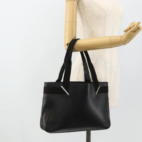 GUCCI Hand Bag Leather Black Silver 73983 Auth ka4138