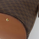 CELINE Macadam Canvas Hand Bag PVC Leather Brown Gold Auth ka4139-10