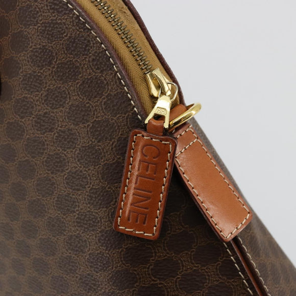 CELINE Macadam Canvas Hand Bag PVC Leather Brown Gold Auth ka4139