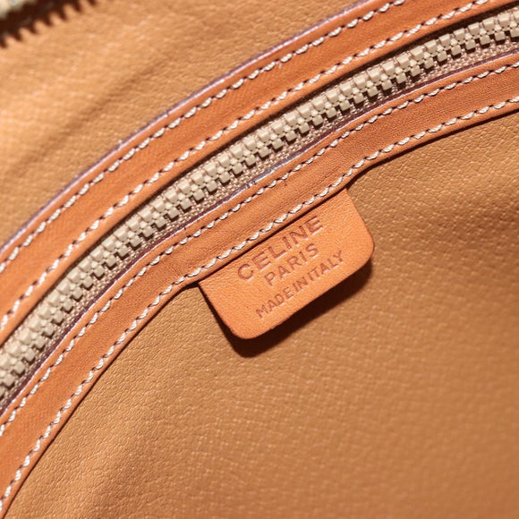 CELINE Macadam Canvas Hand Bag PVC Leather Brown Gold Auth ka4139