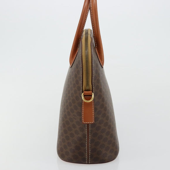 CELINE Macadam Canvas Hand Bag PVC Leather Brown Gold Auth ka4139