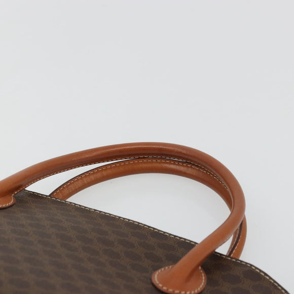 CELINE Macadam Canvas Hand Bag PVC Leather Brown Gold Auth ka4139