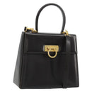 Salvatore Ferragamo Gancini Hand Bag Leather 2way Black Gold Auth ka4140-1