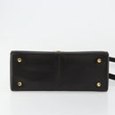 Salvatore Ferragamo Gancini Hand Bag Leather 2way Black Gold Auth ka4140-11