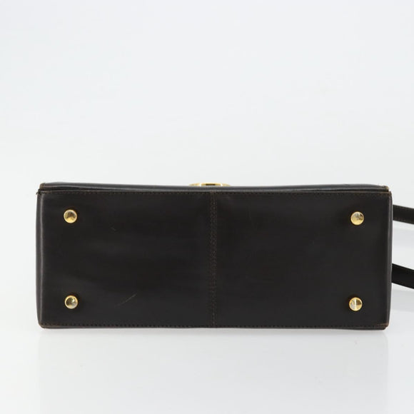 Salvatore Ferragamo Gancini Hand Bag Leather 2way Black Gold Auth ka4140