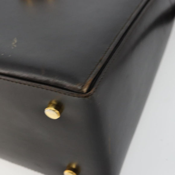 Salvatore Ferragamo Gancini Hand Bag Leather 2way Black Gold Auth ka4140