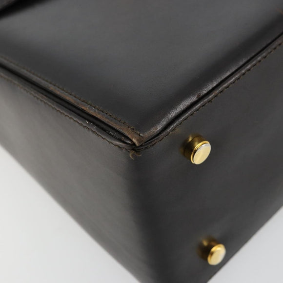 Salvatore Ferragamo Gancini Hand Bag Leather 2way Black Gold Auth ka4140