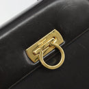 Salvatore Ferragamo Gancini Hand Bag Leather 2way Black Gold Auth ka4140-17