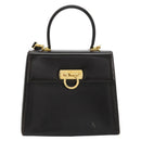 Salvatore Ferragamo Gancini Hand Bag Leather 2way Black Gold Auth ka4140-2
