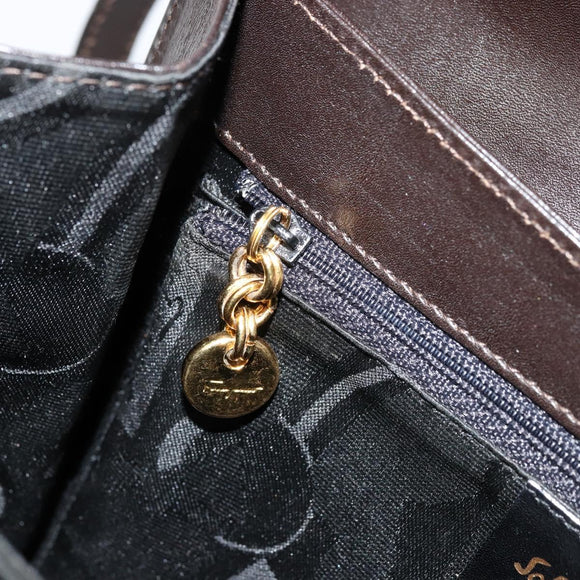 Salvatore Ferragamo Gancini Hand Bag Leather 2way Black Gold Auth ka4140