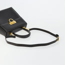 Salvatore Ferragamo Gancini Hand Bag Leather 2way Black Gold Auth ka4140-9