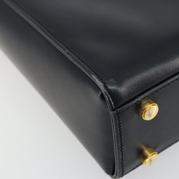 Salvatore Ferragamo Gancini Shoulder Bag Leather Navy Gold Auth ka4141