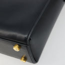 Salvatore Ferragamo Gancini Shoulder Bag Leather Navy Gold Auth ka4141-15